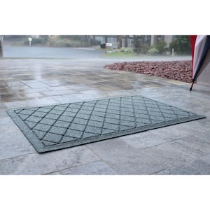 Aqua Shield Argyle Bluestone 23 in. x 35 in. Recycled Polyester/Rubber Indoor Outdoor Door Mat