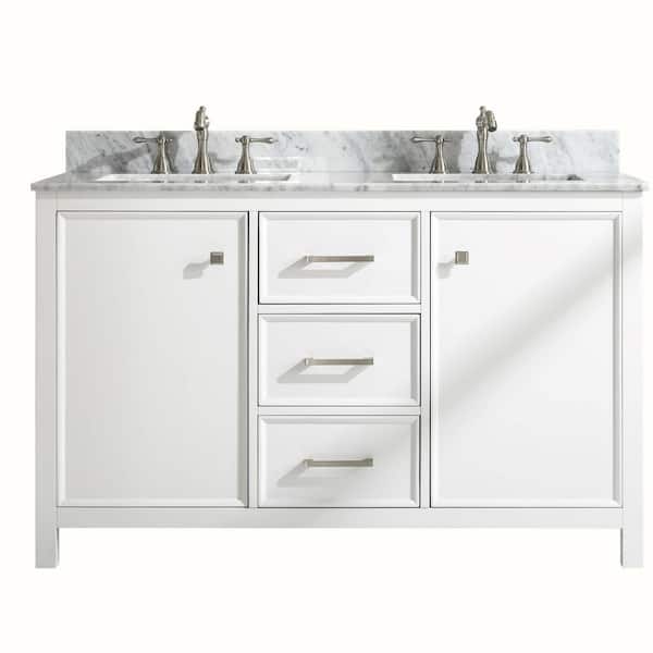 Legion Furniture 54 in. W x 22 in. D Vanity in White with Marble Vanity Top in White with White Basin with Backsplash