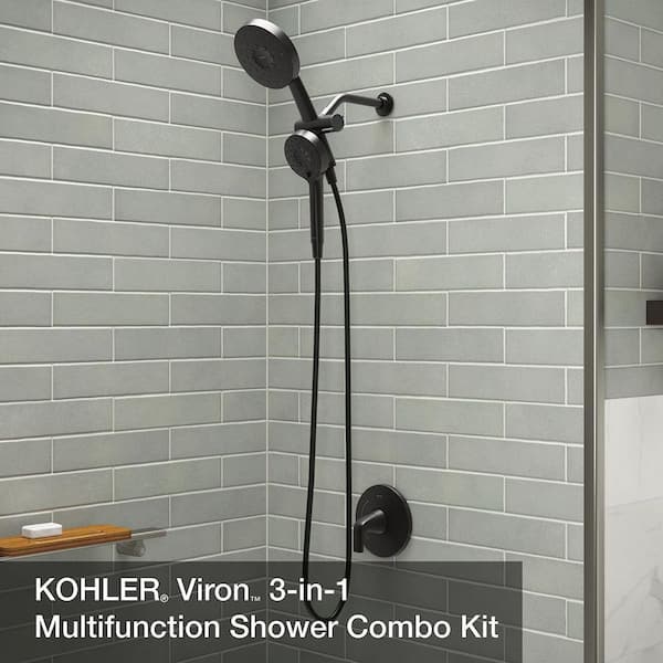 Viron 4-Spray 6 in. Dual Wall Mount Fixed and Handheld Shower Heads 1.75 GPM in Matte Black