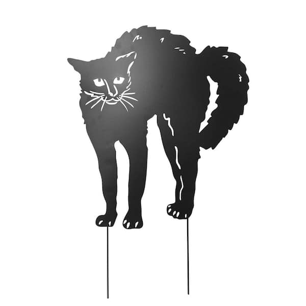 36 in. LED Metal Black Cat Halloween Yard Stake Decoration