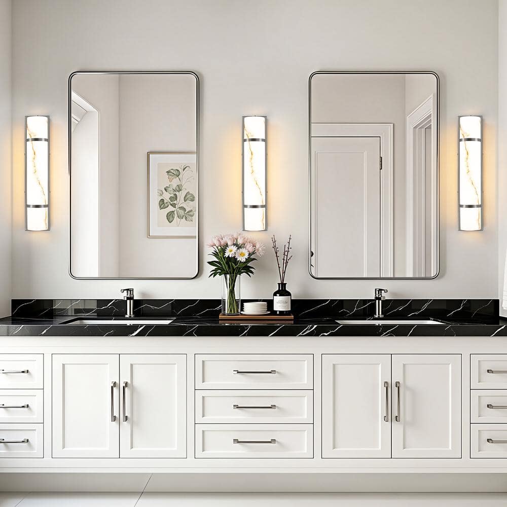 24 in. Brushed Nickel Wall Mount Sconce with Faux Onyx Shade,LED Vanity Light for Bathroom Vanity Mirror Bedroom Hallway price history on PriceWatchPro