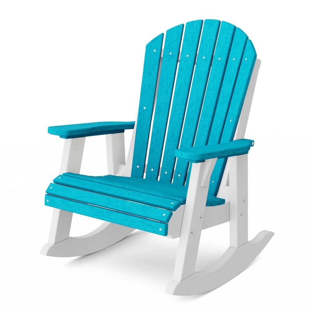 Wildridge Heritage Aruba Blue and White Plastic Adirondack Outdoor ...