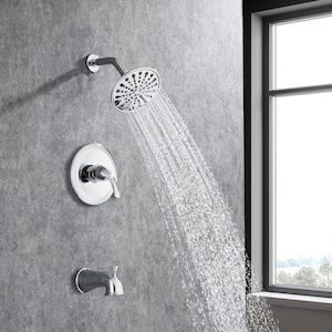Single-Handle 6-Spray Round High Pressure Shower Faucet with 6 in. Shower Head in Chrome (Valve Included)