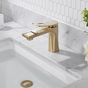 Single Handle Single Hole Bathroom Faucet with Supply Lines and Spot Resistant in Gold