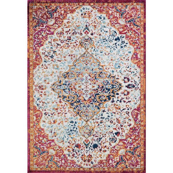 Hailey Amelia Blush White 8 ft. x 10 ft. Area Rug