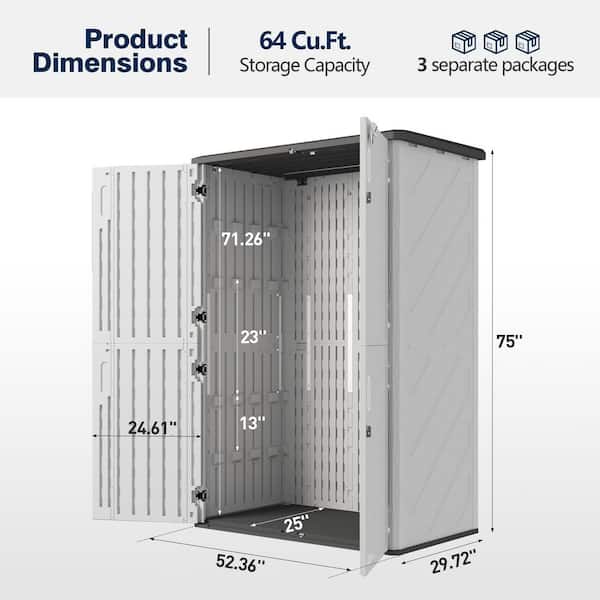 Sizzim 4.4 ft. W x 2.5 ft. D Resin Shed Vertical Outdoor Storage