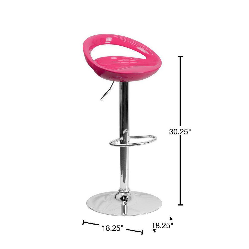 Adjustable Pink Metal Swivel Barstool with Cutout Back