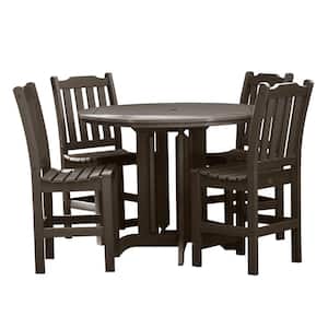 Lehigh Weathered Acorn 5-Piece Recycled Plastic Round Outdoor Balcony Height Dining Set