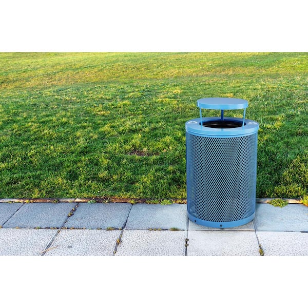 Alpine Industries 36 Gal. Blue Steel Diamond Outdoor Recycling