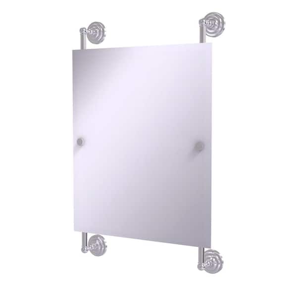 Allied Brass Que New Collection 25 in. x 33 in. Rectangular Frameless Rail Mounted Mirror in Satin Chrome