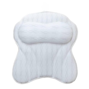 Luxury Bath Pillow for Tub Neck and Back Support with 6 Extra Strong Suction Cups Breathable 3D Mesh Technology in White