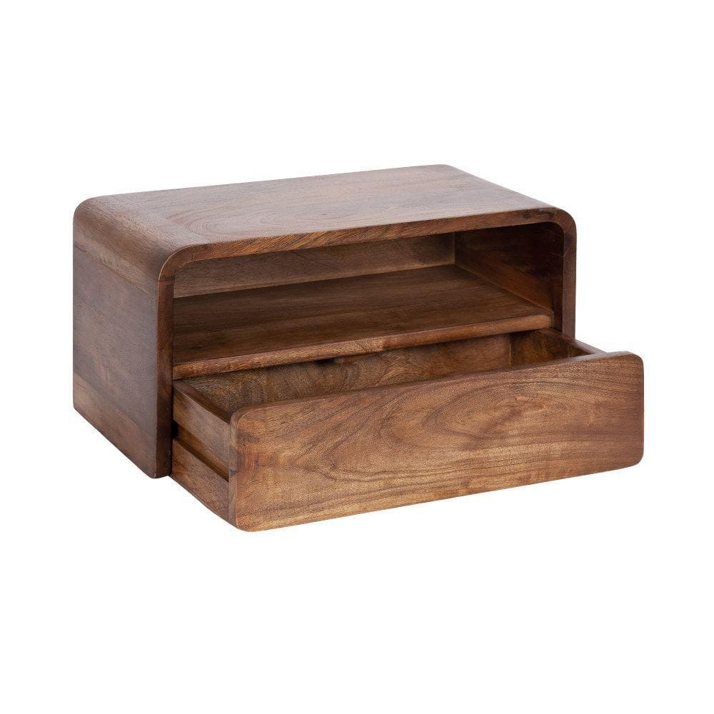 Kato 18 in. W. Walnut Brown Rectangle Contemporary Wood Floating Side Table - thumbnail 9