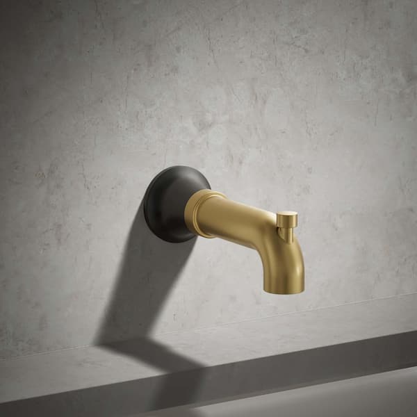 KOHLER Tone Wall-Mount Bath Spout with Diverter in Matte Black with Moderne Brass