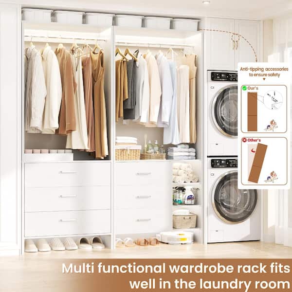 Aheaplus Closet System with 6 Drawers wood Walk-in Closet or Small