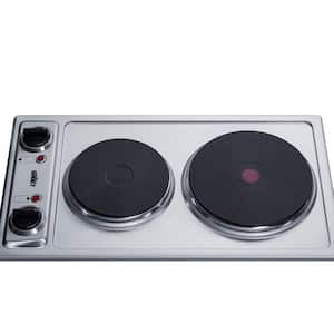 12 in. Solid Disk Electric Cooktop in Stainless Steel with 2 Elements
