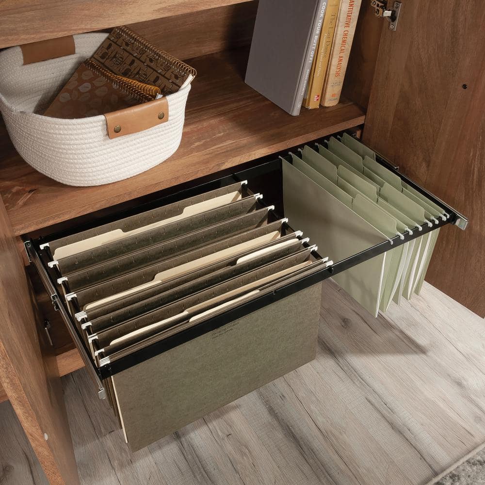 Sindoori Mango Brown Wood Office Credenza with Filing Cabinet