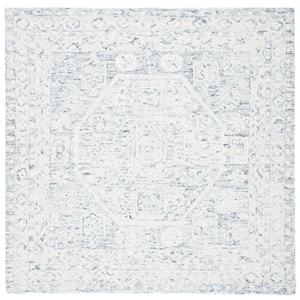 Micro-Loop Charcoal/Ivory 7 ft. x 7 ft. Geometric Oriental Square Area Rug