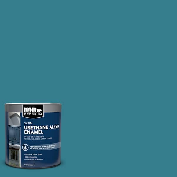 BEHR PREMIUM 1 qt. Home Decorators Collection #HDC-CL-27 Calypso Blue Satin Enamel Urethane Alkyd Interior/Exterior Paint