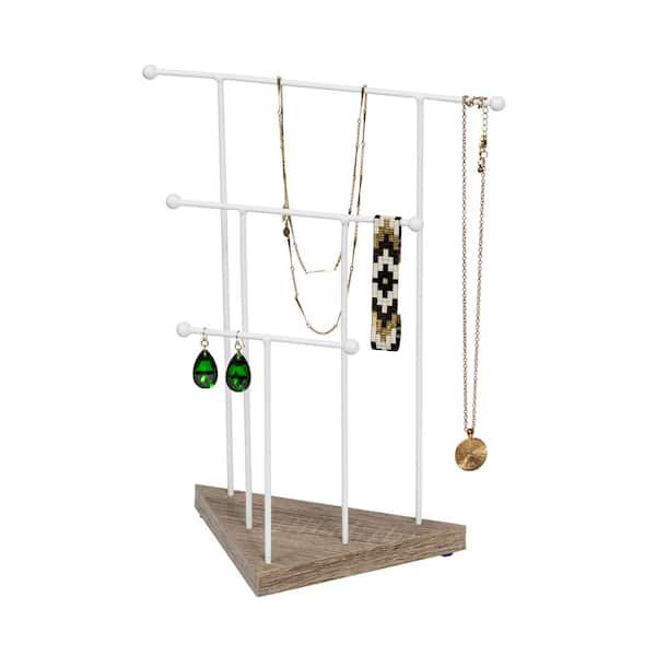 Honey-Can-Do 3-Tier White Geometric Jewelry Stand