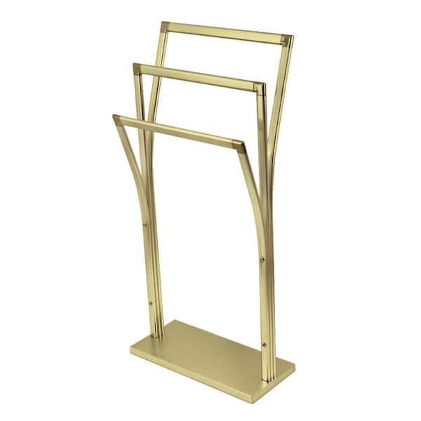 Kingston Brass Edenscape 3-Bar Freestanding Towel Rack in Brushed Brass
