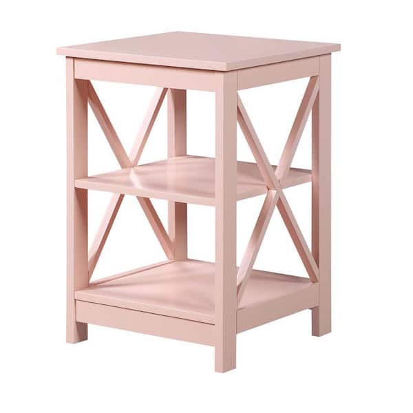Convenience Concepts Oxford 15.75 in. Blush Pink Standard Square MDF Top End Tbale with Shelves
