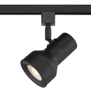 Medium 1-Light Solid Black Step Cylinder Integrated LED Track Lighting Head