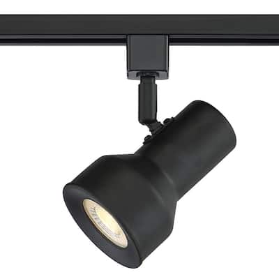 Medium 1-Light Solid Black Step Cylinder Integrated LED Track Lighting Head