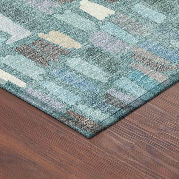 Chantille Machine Washable Indoor/Outdoor Abstract ACN2377 Teal 9 ft. x 12 ft. Area Rug