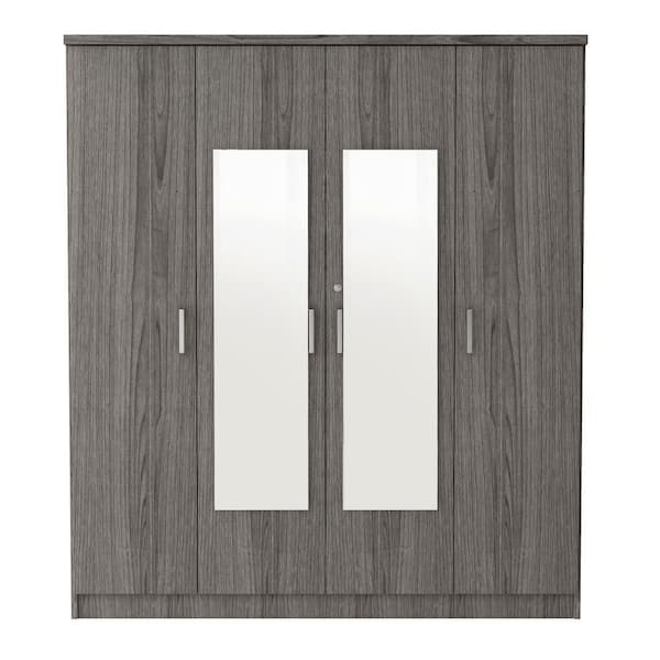 Harper & Bright Designs Gray Wood 59.2 in. 4-Door Wardrobe Armoire