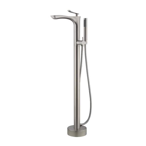 Barclay Products Kayla Single-Handle Freestanding Tub Faucet with Hand Shower in Brushed Nickel