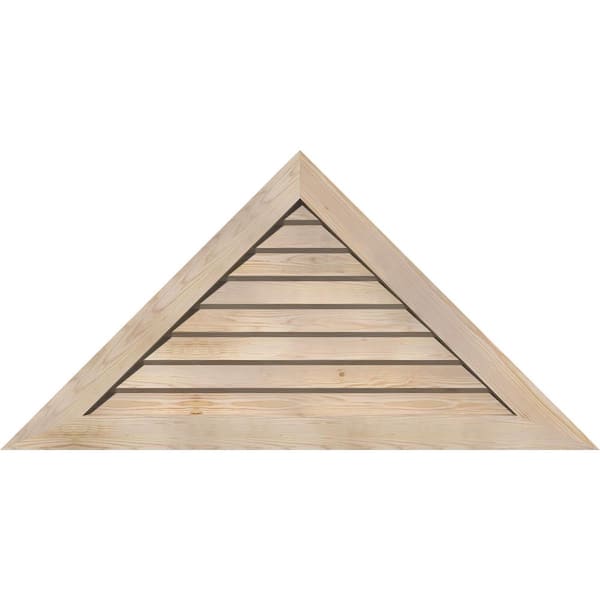 Ekena Millwork 62.5 in. x 18.125 in. Triangle Unfinished Smooth Pine Wood Built-in Screen Gable Louver Vent