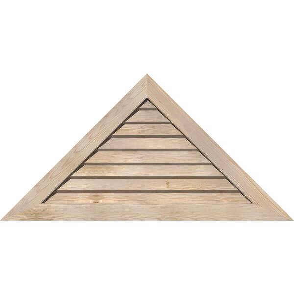 Ekena Millwork 57.75" x 24.125" Triangle Unfinished Smooth Pine Wood Paintable Gable Louver Vent Decorative