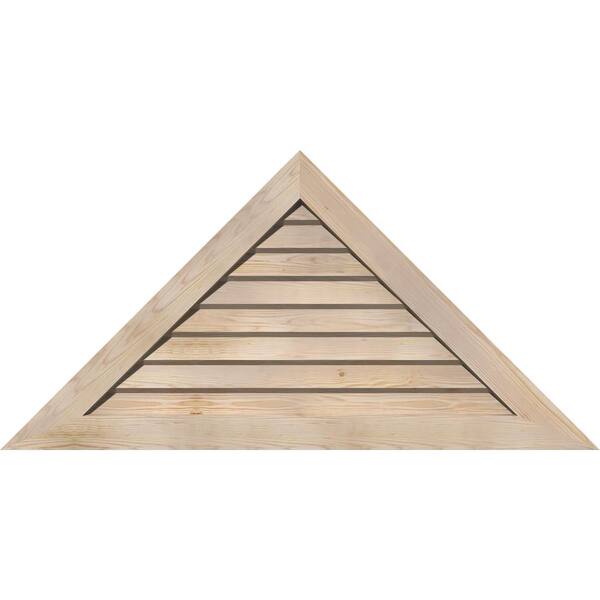 Ekena Millwork 71.125 in. x 26.625 in. Triangle Unfinished Smooth Pine Wood Paintable Gable Louver Vent