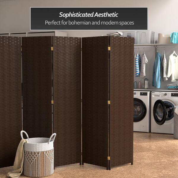 RED LANTERN 6 ft. Dark Mocha 5-Panel Room Divider SSFIBER-5P-DMOC