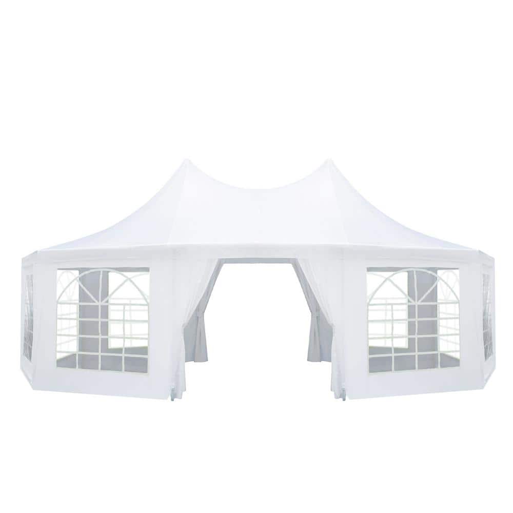 19 ft. x 26 ft. Party Tent, White Wedding Tent, Decagonal Heavy-Duty Canopy
