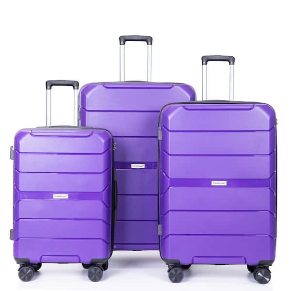 Aoibox New Hardshell Luggage Set in Purple 3-Piece Lightweight