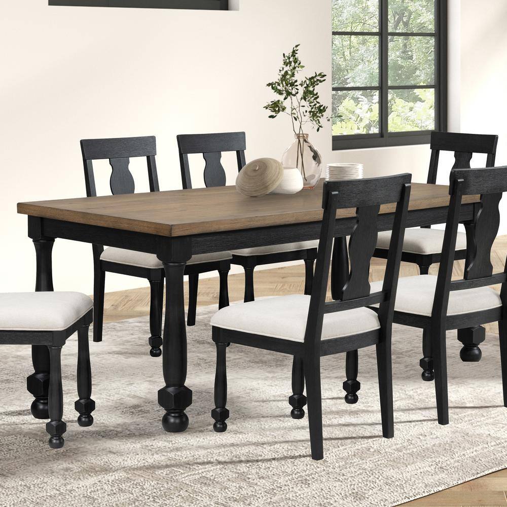 Furniture of America Windcrest Modern Farmhouse Black Wood 78 in. 4 Leg ...