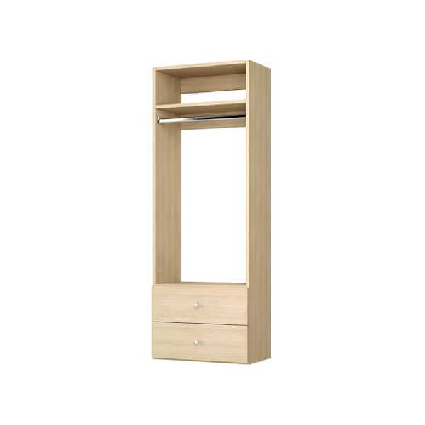 Vista Collection 31.5 in. W-31.5 in. W Oak Closet Kit Hanging Tower w/ Drawers Wall Mounted 4-Shelf Wood Closet System