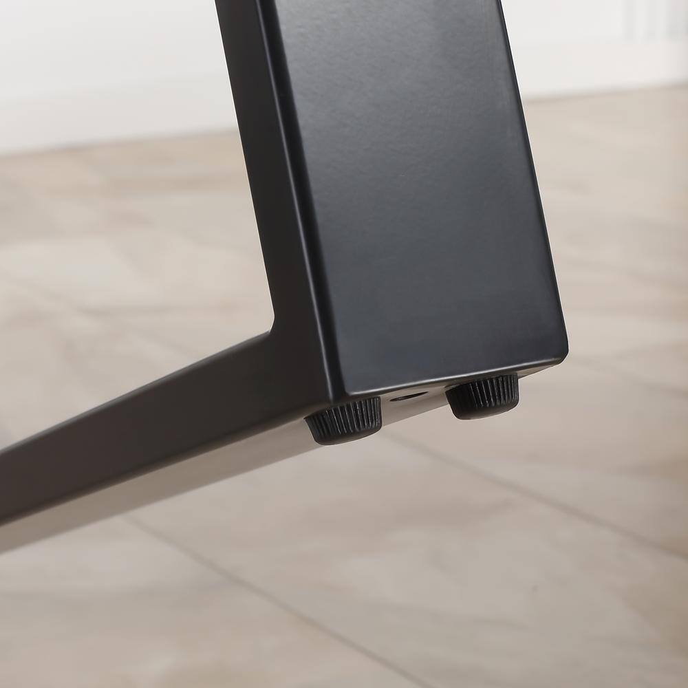 Wavy-Edge Gray Wood Dining Table with Steel Legs for Six