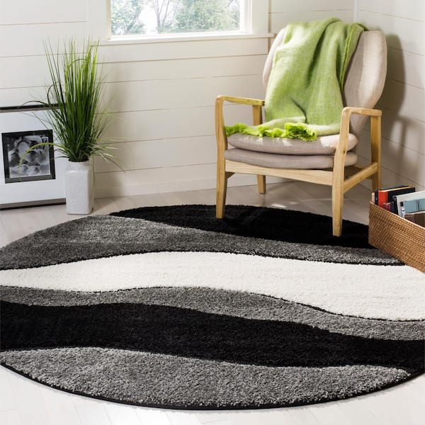 Florida 5 ft. x 5 ft. Gray/Black Round Rug