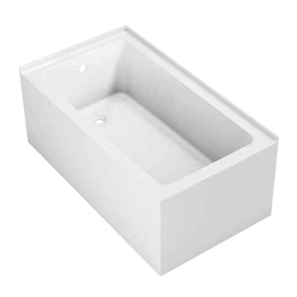 Aqua Eden 54 in. x 30 in. Acrylic Rectangular Alcove Soaking Bathtub with Left Drain in White