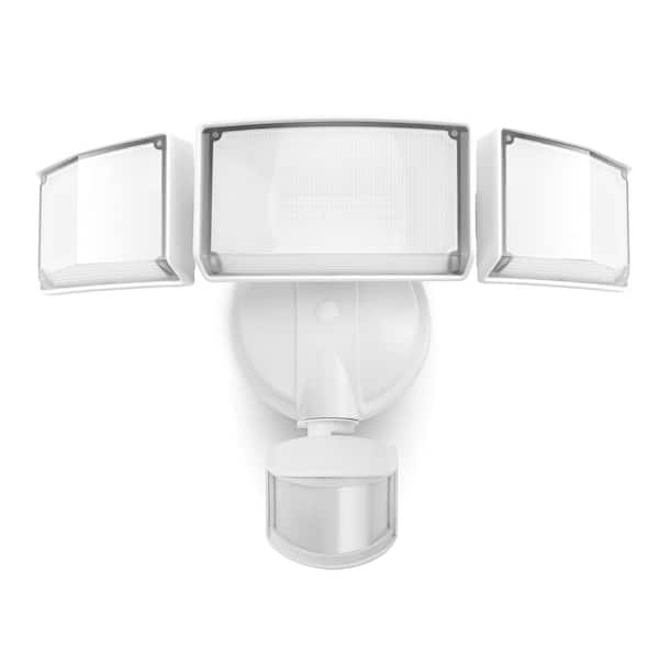 LUTEC 3-Head 342 Watt Equivalent Integrated LED White Weather Resistant Motion Sensing Area Light, 5000K