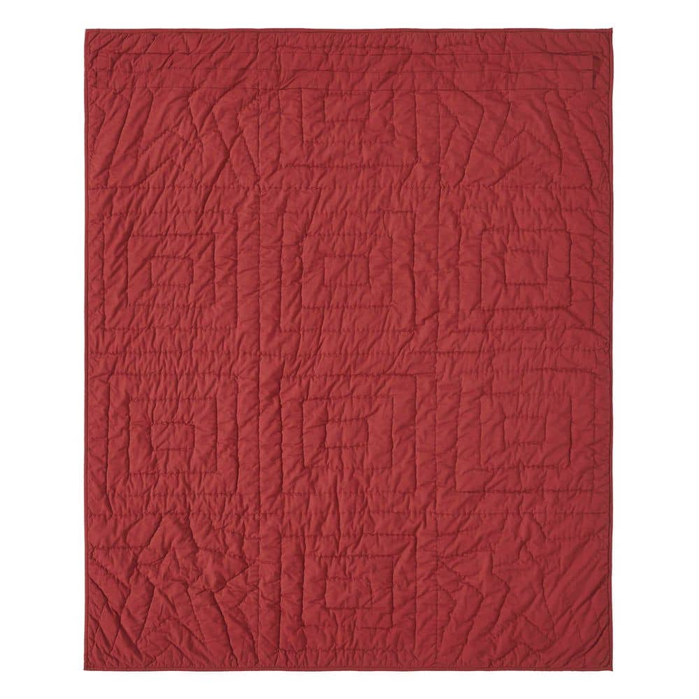 Connell Burgundy Cotton Patchwork Quilted Throw Blanket