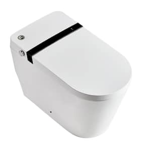 12 in. One-Piece 1.0 GPF Single Flush U-Shaped Automatic Flush Elongated with Foot Sensor Toilet in White, Seat Included