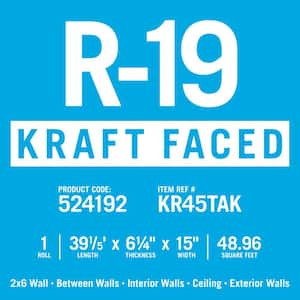 R-19 EcoRoll Kraft Faced Fiberglass Insulation Roll 6-1/4 in. x 15 in. x 39.16 ft.
