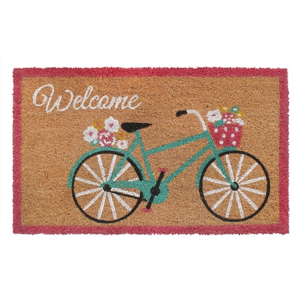 RugSmith Welcome Teal Cycle Multi 30in. x 18in. Door Mat