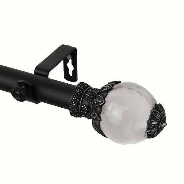 Rod Desyne Beam 160 in. - 240 in. Adjustable 1 in. Dia Single Curtain Rod in Black