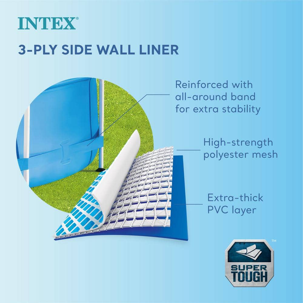 Intex 12 ft Round Blue Metal Frame Above Ground Pool