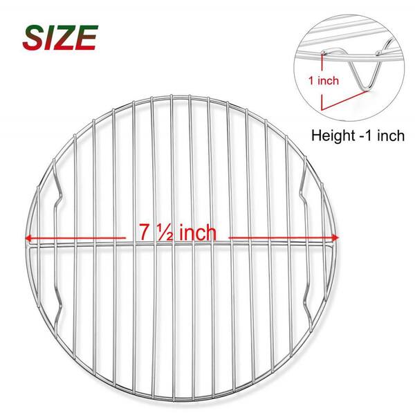 7.5 in. Stainless Steel Round Cooking Rack with Oven Safe for Cooking, Cooling, Steaming and Baking, Silver (2-Pack)