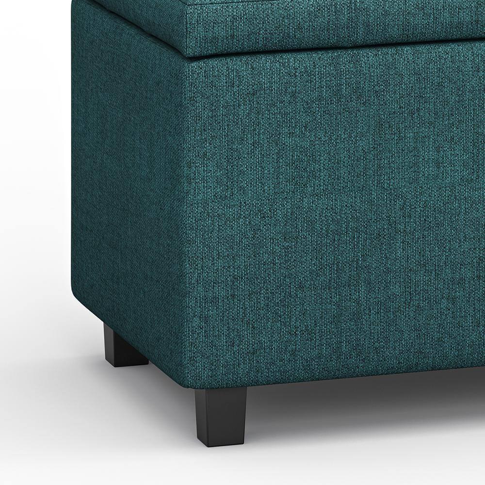 Teal Tufted Polyester Storage Footstool Ottoman